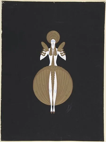 "Les Pièces d'Or" Costume Design Composed of Gold Coins for "L'Or," Ziegfield Follies — Erté (Romain de Tirtoff)