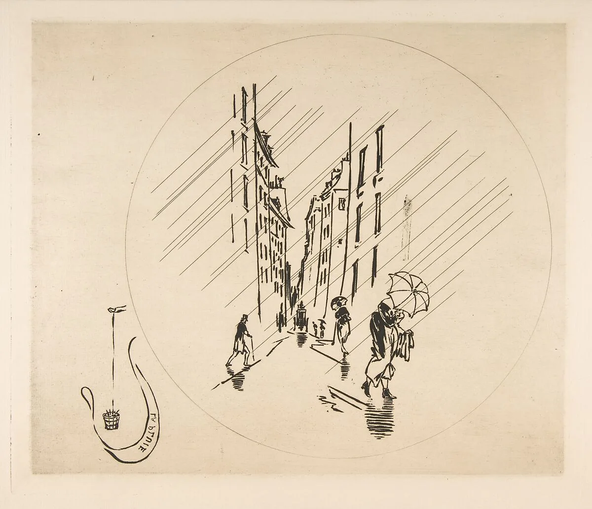 Decoration for a Plate: Rain — Félix Bracquemond