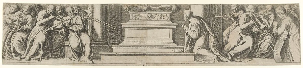 A King Kneeling Before an Altar — Léon Davent