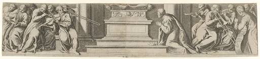 A King Kneeling Before an Altar