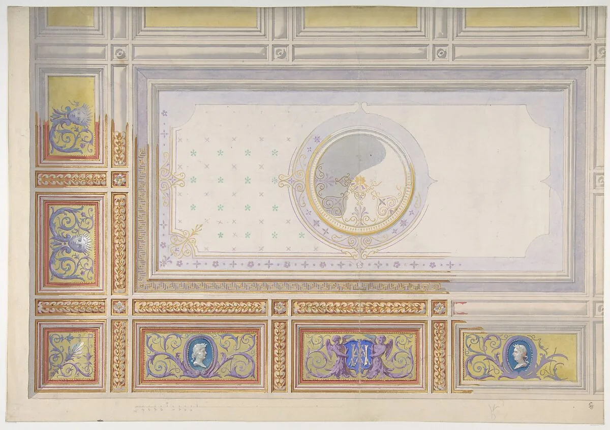 Ceiling Design for Bedroom of Duchesse de Newcastle, Hôtel of Madame Hope — Jules-Edmond-Charles Lachaise|Eugène-Pierre Gourdet
