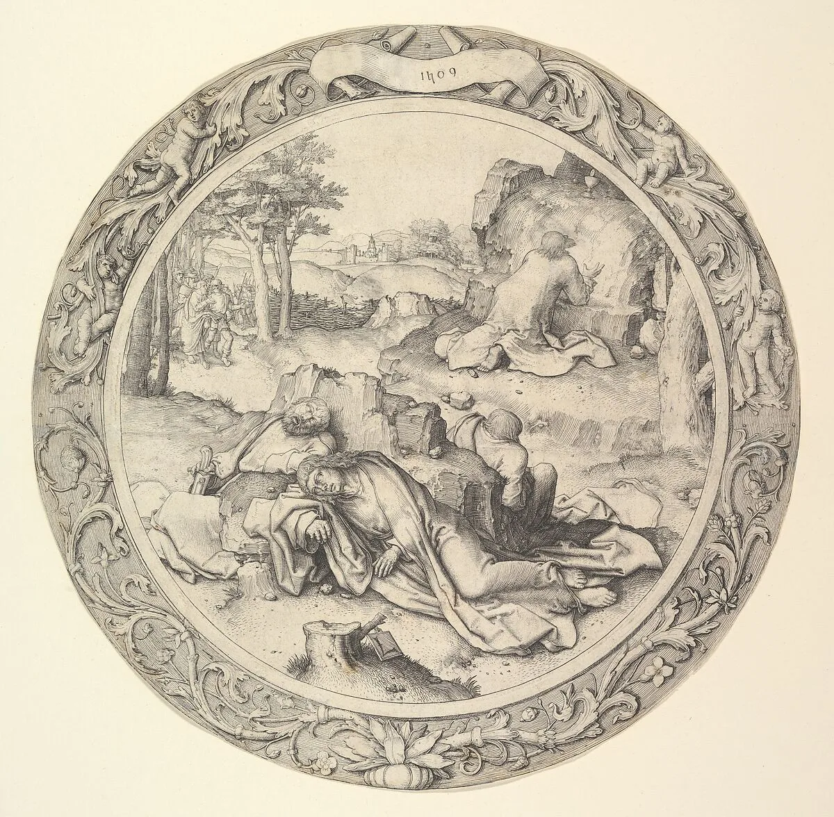 Christ on the Mount of Olives, from the Circular Passion — Lucas van Leyden