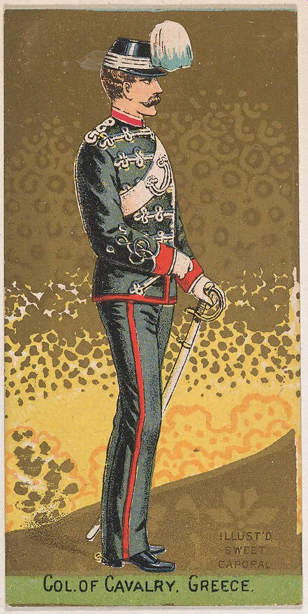 Colonel of Cavalry, Greece, from the Military Series (N224) issued by Kinney Tobacco Company to promote Sweet Caporal Cigarettes — Kinney Brothers Tobacco Company