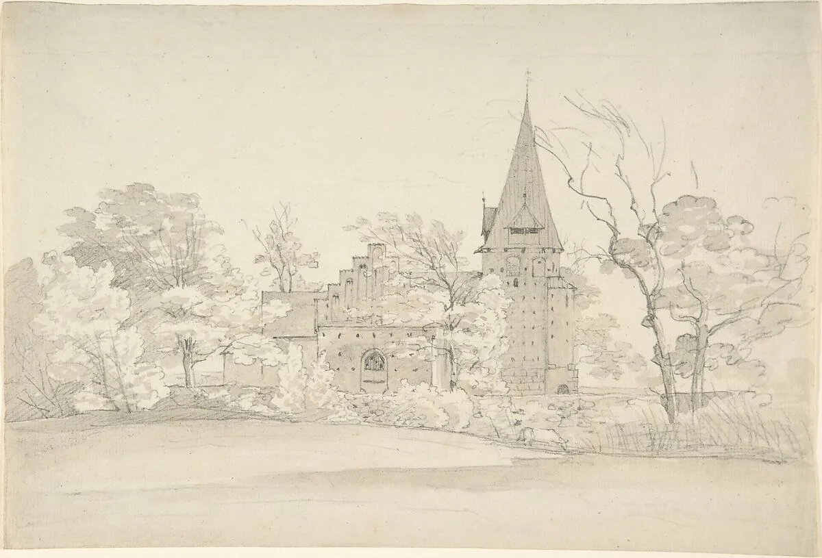 The Aller Church in Sønderjyllands Amt (Denmark), seen from the North — Johan Christian Dahl