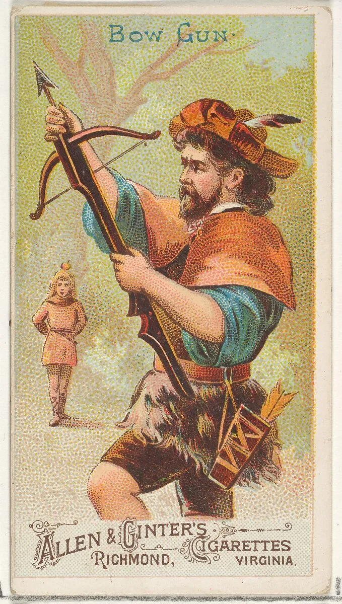Bow Gun, from the Arms of All Nations series (N3) for Allen & Ginter Cigarettes Brands — Allen & Ginter