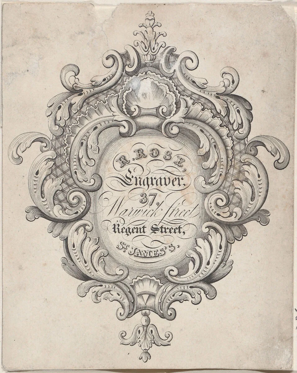 Trade Card for R. Rose, Engraver — Anonymous, British, 19th century
