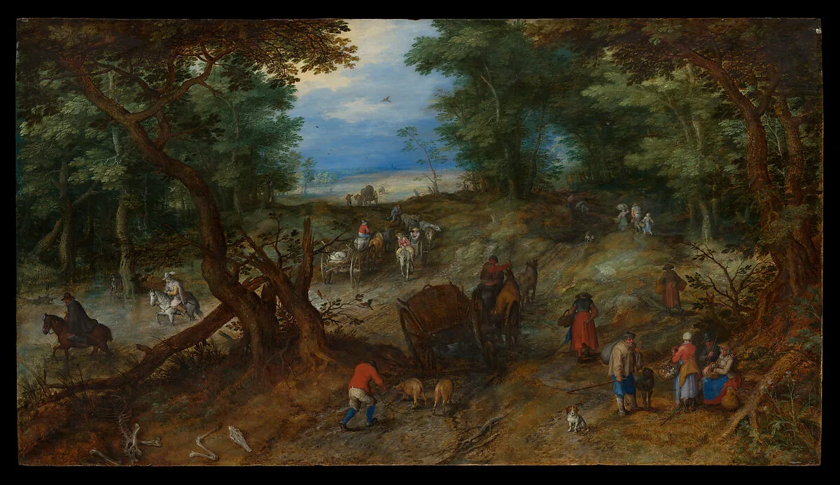 A Woodland Road with Travelers — Jan Brueghel the Elder