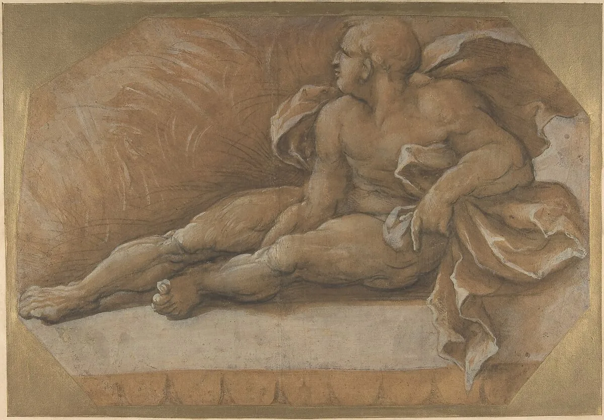 Nude Male Figure Seated on the Ground — Amico Aspertini