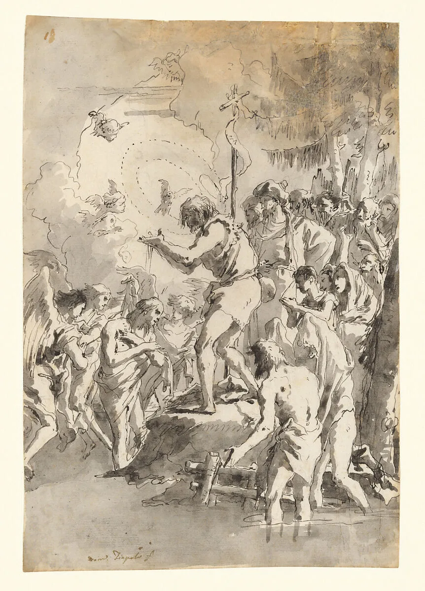 The Baptism of Christ (with Three Angels Attending Him) — Giovanni Domenico Tiepolo