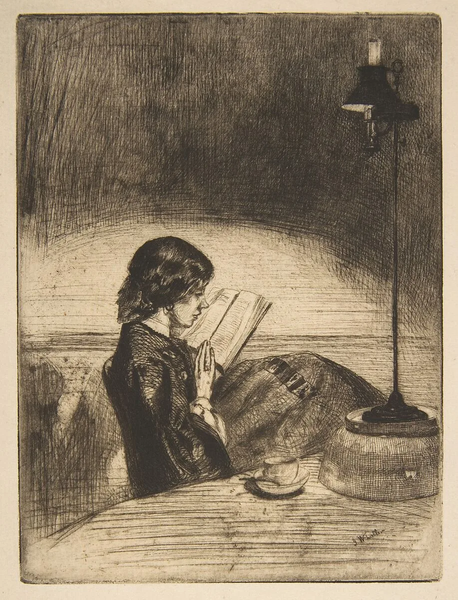 Reading by Lamplight — James McNeill Whistler
