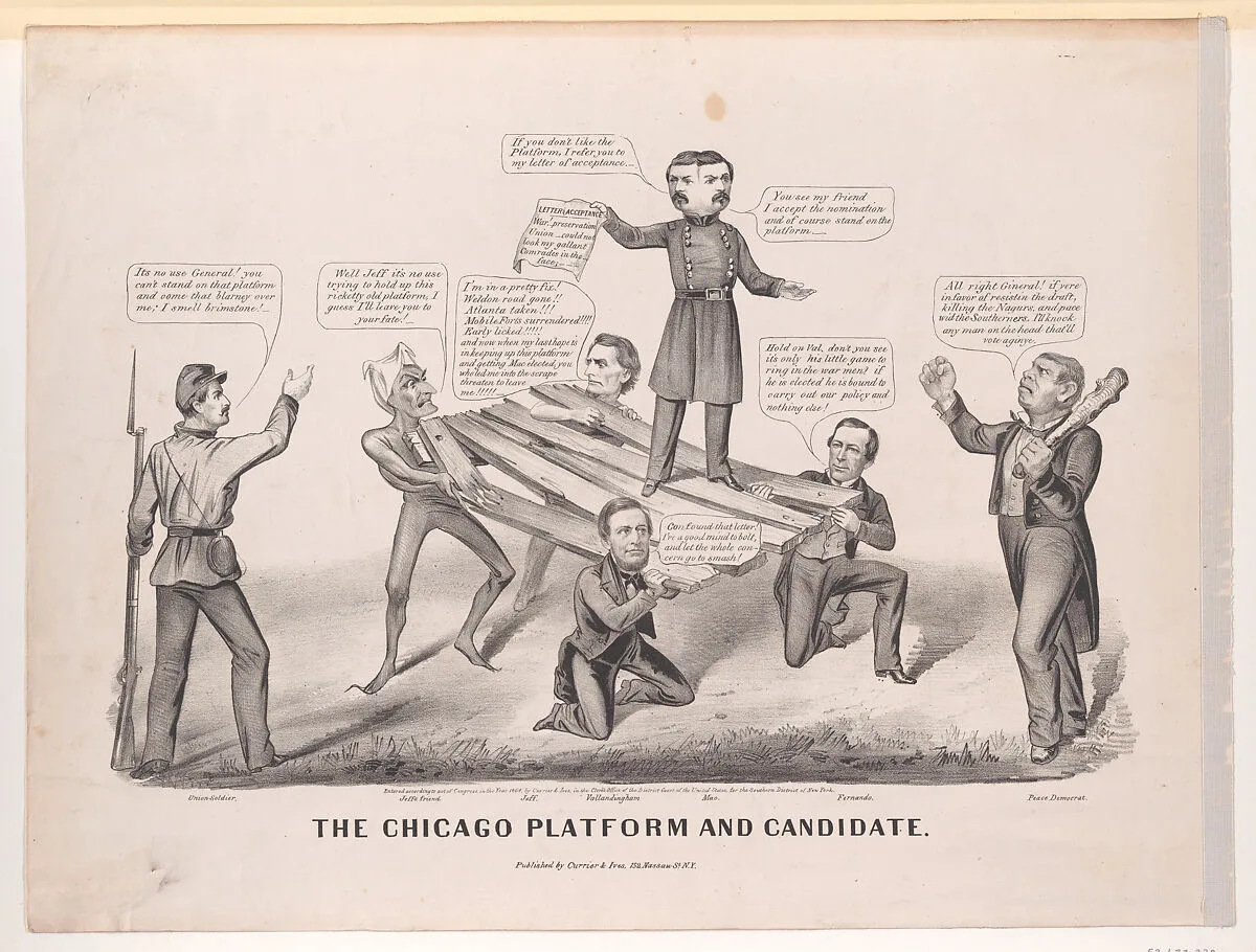 The Chicago Platform and Candidate — Fernando Wood|Louis Maurer|General George B. McClellan|Jefferson Davis|Clement Laird Vallandigham|Currier & Ives