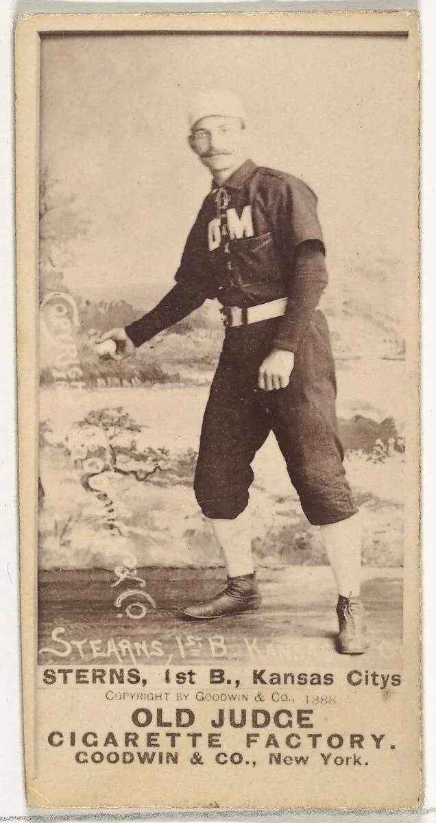 Daniel Eckford "Ecky" Stearns, 1st Base, Kansas City Cowboys, from the Old Judge series (N172) for Old Judge Cigarettes — Goodwin & Company