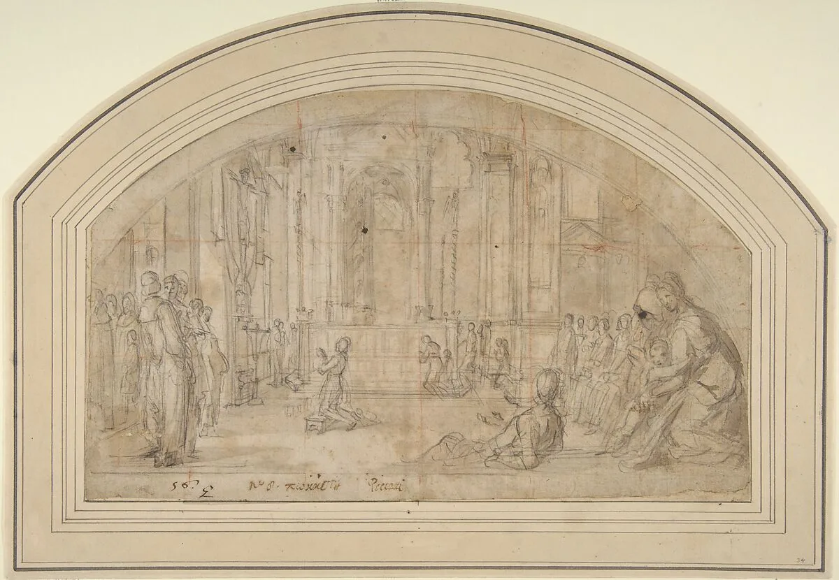 Saint Antoninus Kneeling before the Crucifix in Orsanmichele, Florence — Bernardino Poccetti