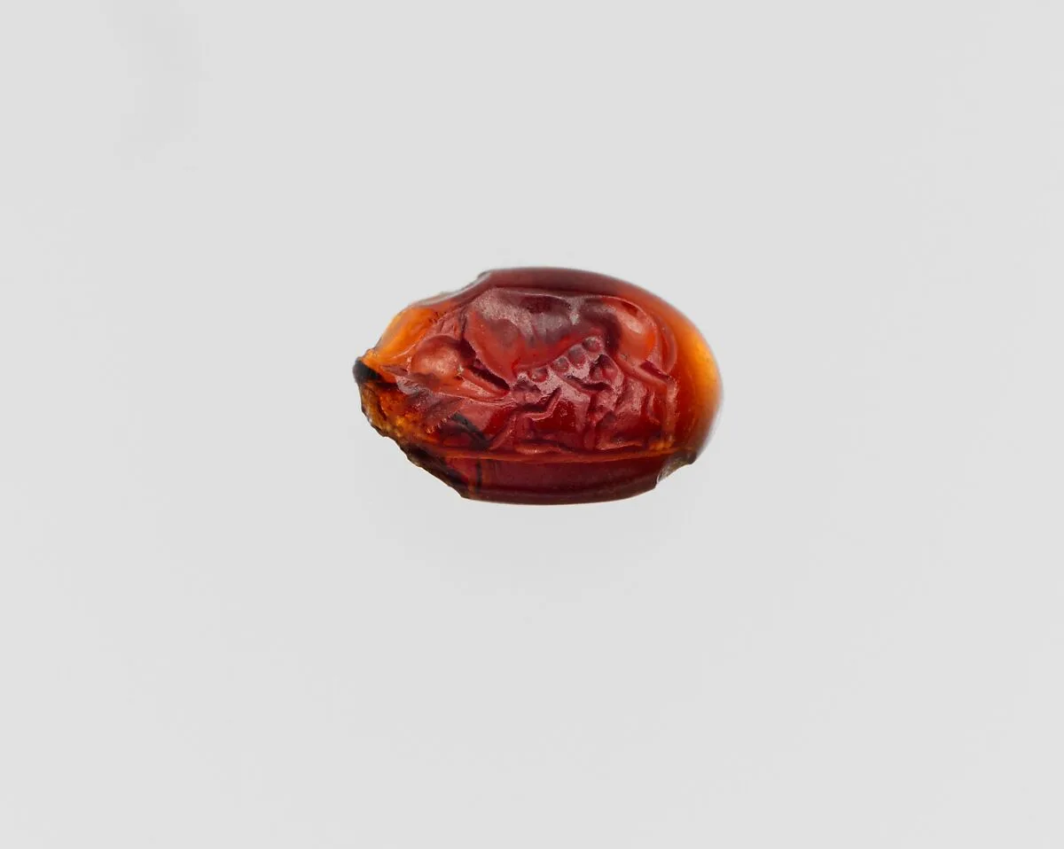 Garnet intaglio: Romulus, Remus, and the She-Wolf — Unknown