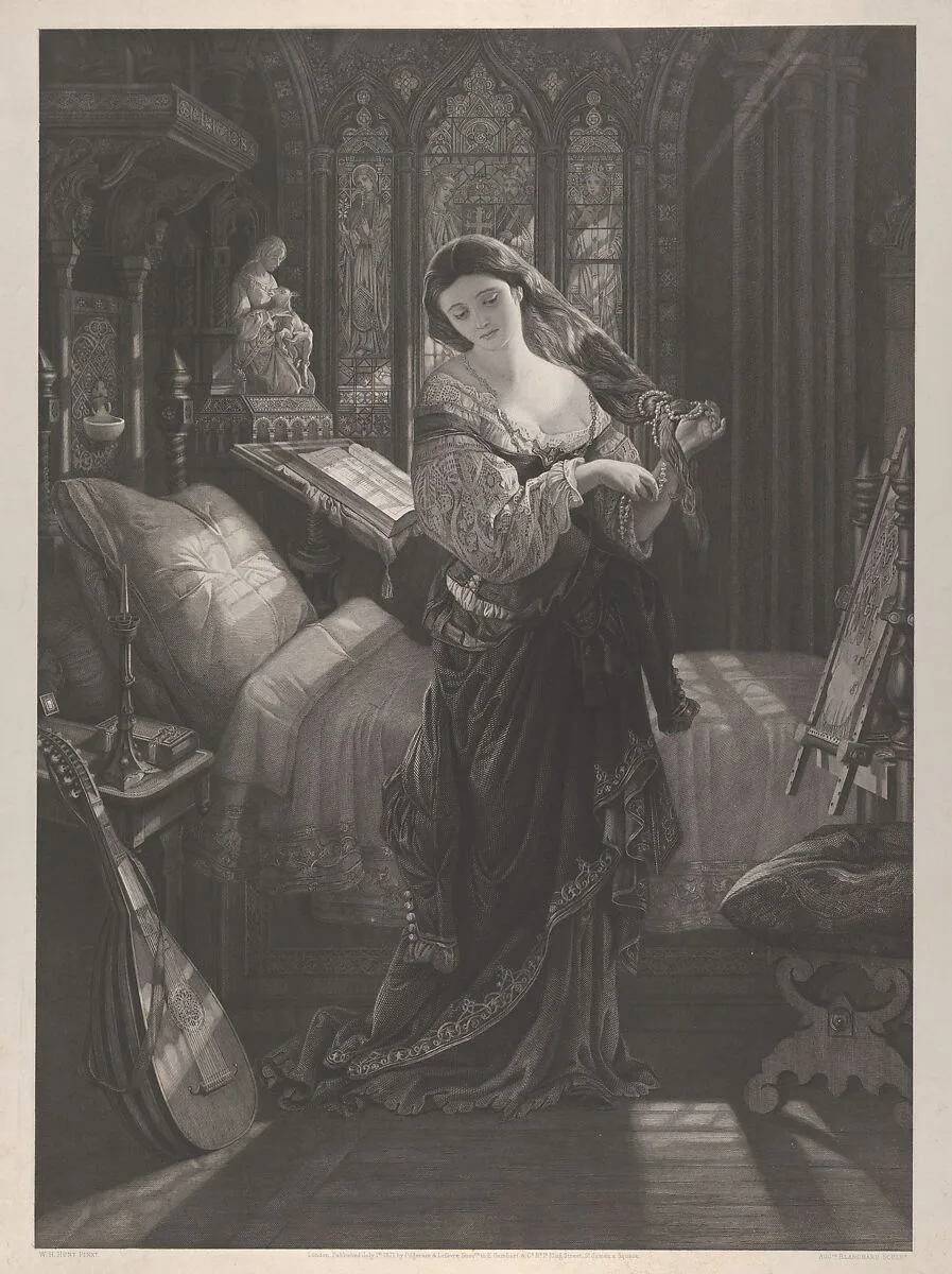 Madeline after Prayer (from John Keats, The Eve of St. Agnes, stanza XIX, lines 4-5) — Auguste-Thomas-Marie Blanchard|Pilgeram & Lefèvre|Daniel Maclise