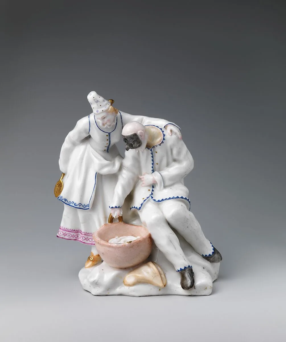 The Spaghetti Eaters (Columbine and Pulcinella) — Giuseppe Gricci|Capodimonte Porcelain Manufactory