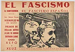 A poster advertising a meeting in Mexico City supported by the Liga Pro-cultura Alemana relating to the subject of Spanish Fascism — Taller de Gráfica Popular|Isidoro Ocampo, Mexican
