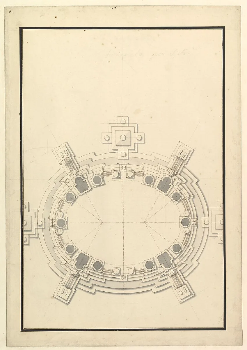 Ground Plan for a Catafalque for a Prince of Lorraine — Giuseppe Galli Bibiena