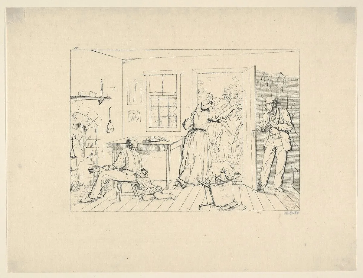 Slaves Concealing their Master from a Search Party (from Confederate War Etchings) — Adalbert John Volck