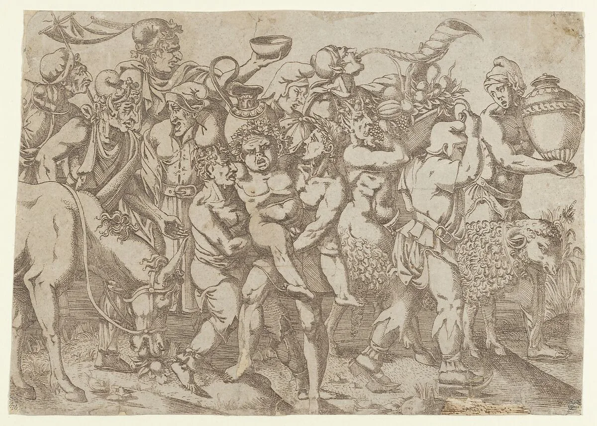 Silenus Carried — Antonio Fantuzzi|Giulio Romano