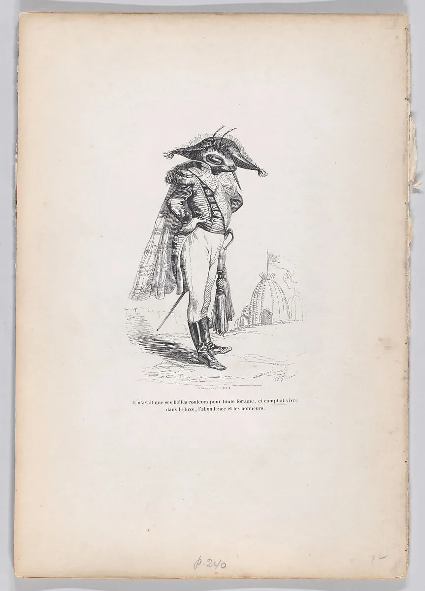 "He had only his beautiful colors..." from Scenes from the Private and Public Life of Animals — Andrew Best Leloir|Honoré de Balzac|J. J. Grandville