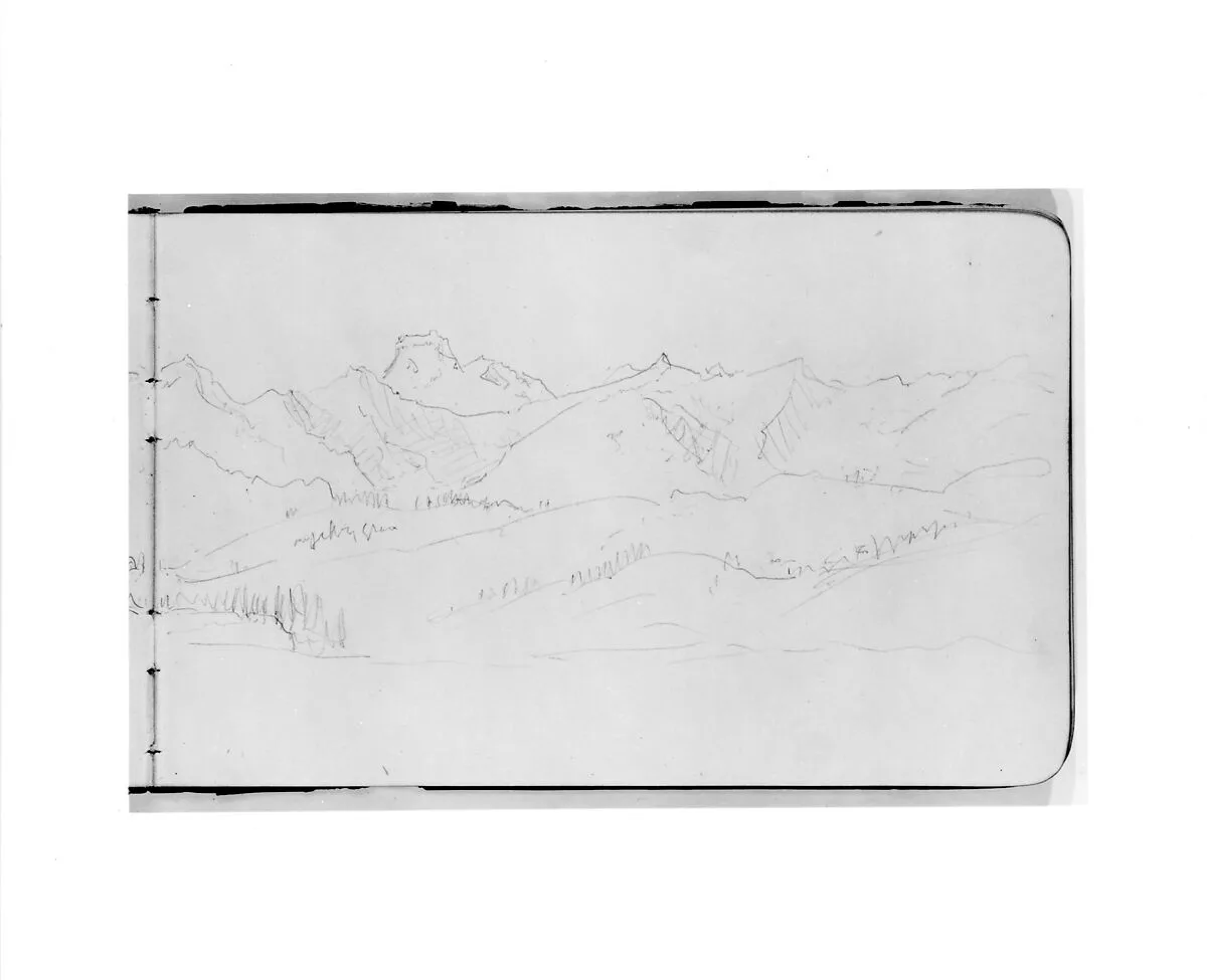 Landscape with Mountains and Hills (from Sketchbook) — Albert Bierstadt
