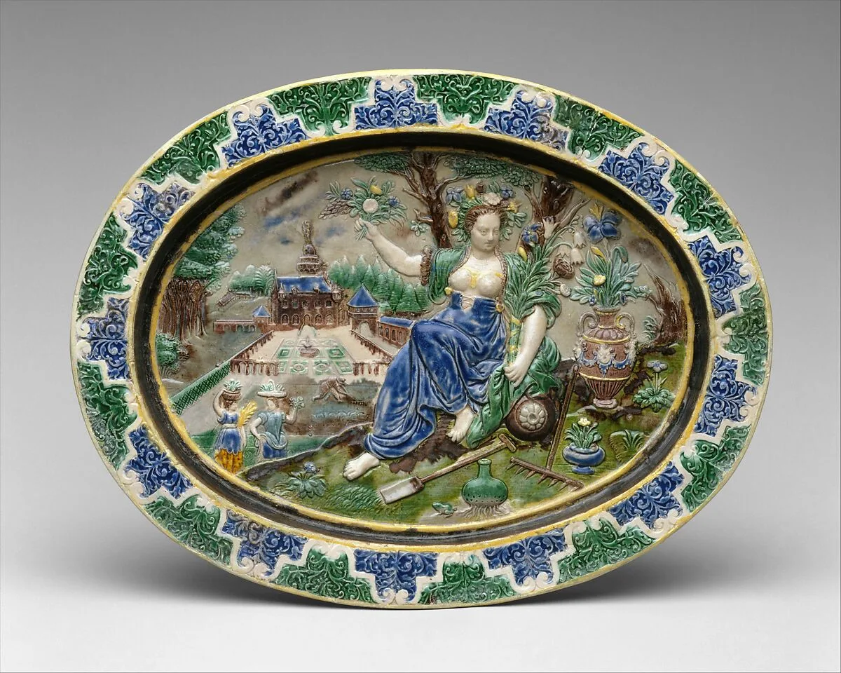 Dish with Pomona — Bernard Palissy|Maerten de Vos|Philips Galle