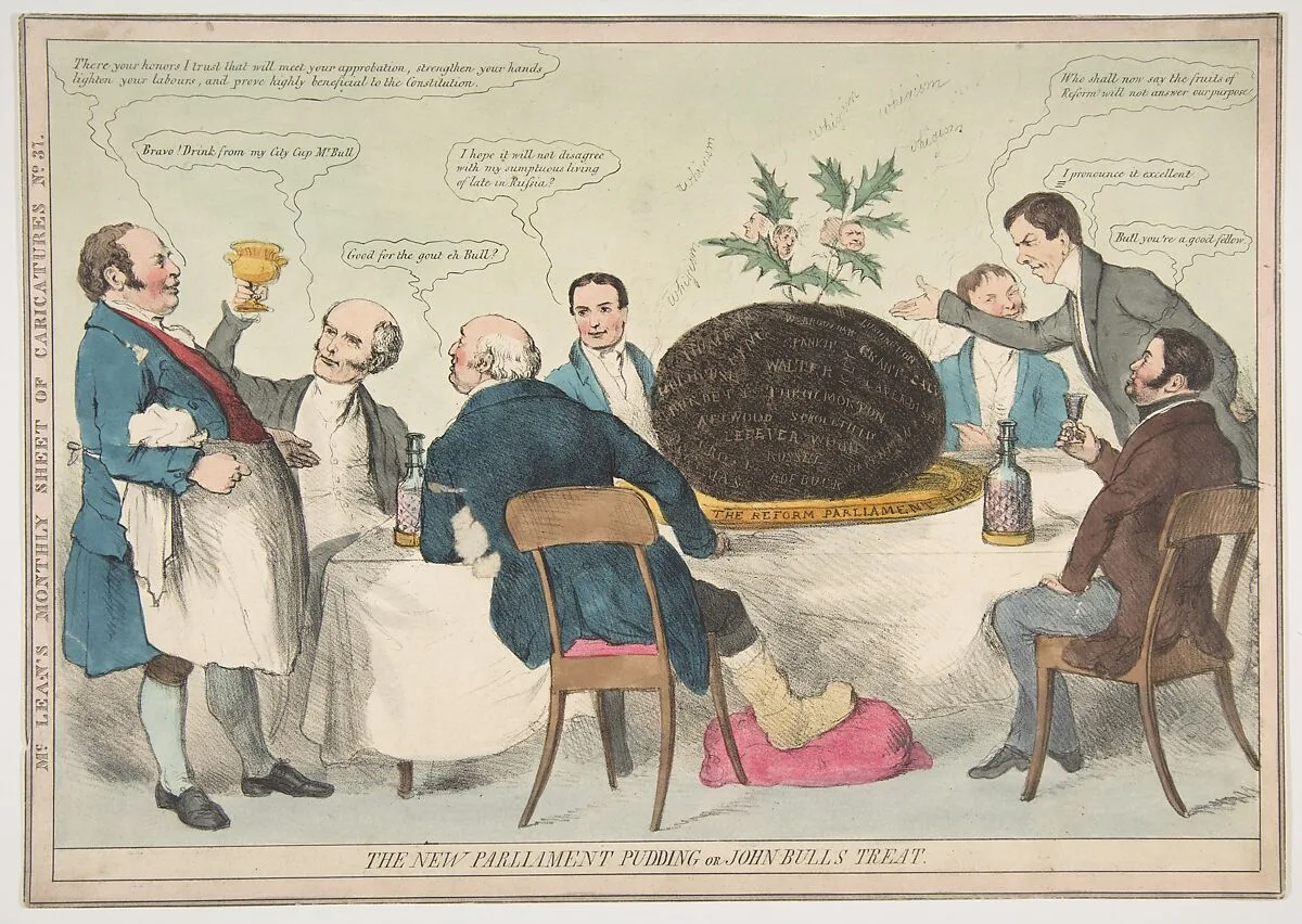 The New Parliament Pudding or John Bull's Treat — Anonymous, British, 19th century|Thomas McLean