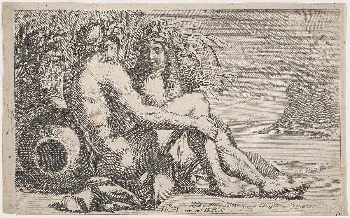 River gods reclining before a seascape — François Bourlier