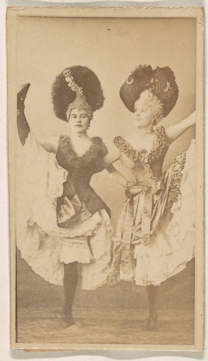 Two dancers with high kick, from the Actresses series (N245) issued by Kinney Brothers to promote Sweet Caporal Cigarettes — Kinney Brothers Tobacco Company