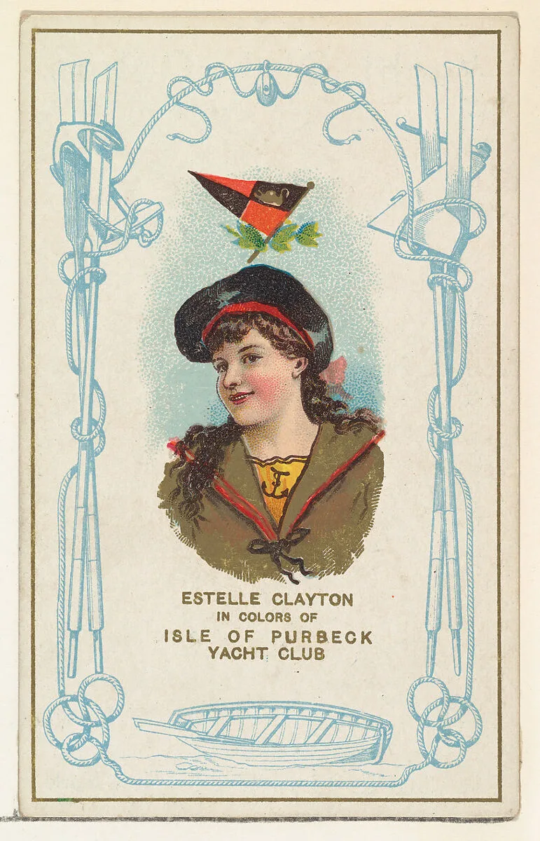 Estelle Clayton in Colors of Isle of Purbeck Yacht Club, from the Yacht Colors of the World series (N140) issued by Duke Sons & Co. to promote Honest Long Cut Tobacco — W. Duke, Sons & Co.