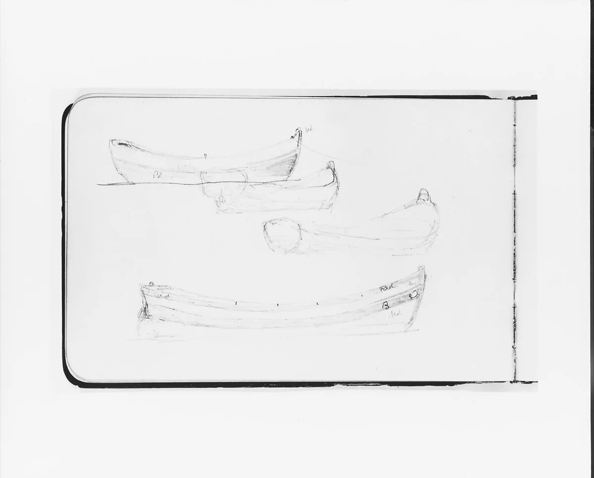 Four Rowboat Sketches (from Sketchbook) — Albert Bierstadt