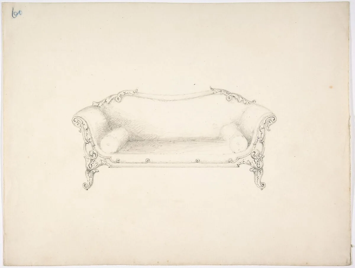 Design for a Sofa with Foliate Ornament — Anonymous, British, 19th century