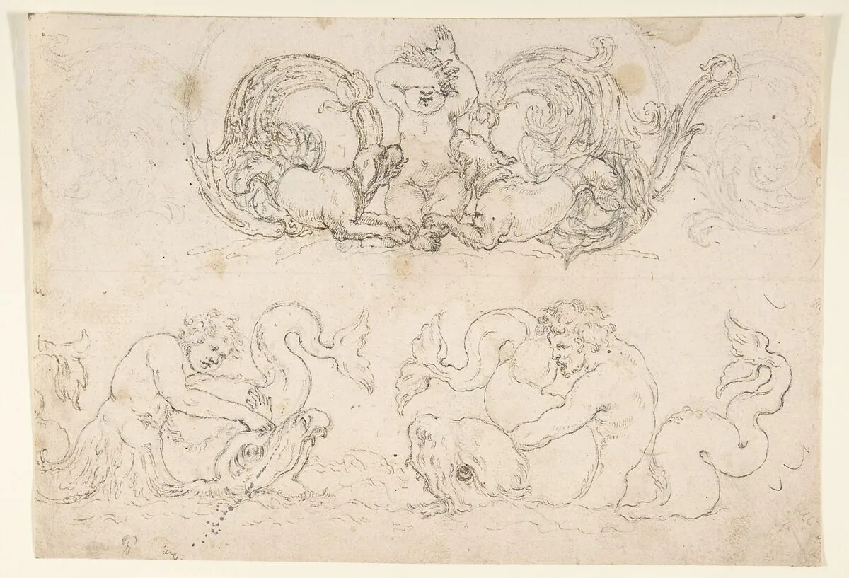 Designs for Ornamental Motifs with Figures, Real and Imaginary Animals, and Coats of Arms of the Medici Grand Dukes — Stefano della Bella