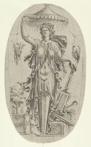 Term in the Form of a Woman with Musical Instrument