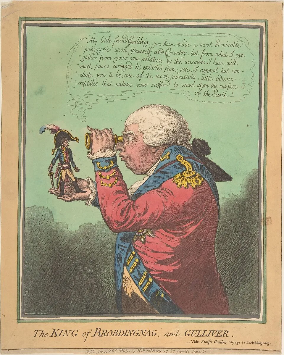The King of Brobdingnag and Gulliver.–Vide. Swift's Gulliver: Voyage to Brobdingnag — James Gillray|Hannah Humphrey|Lieutenant Colonel Thomas Braddyll
