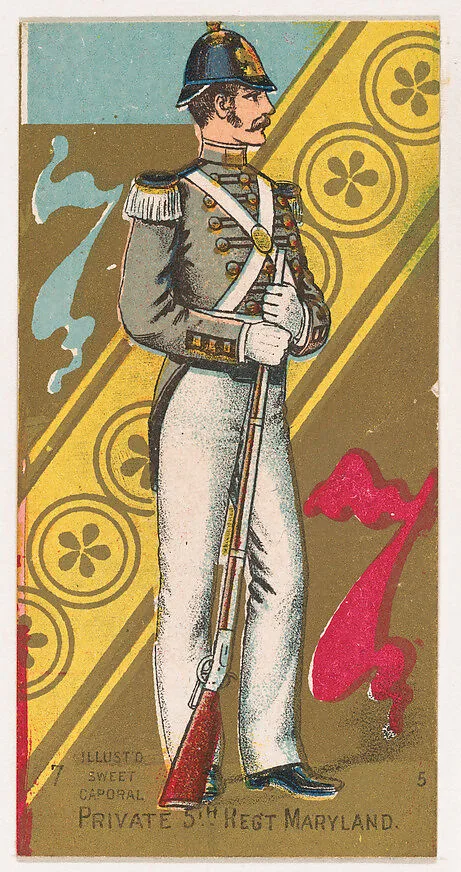 Private, 5th Regiment, Maryland, from the Military Series (N224) issued by Kinney Tobacco Company to promote Sweet Caporal Cigarettes — Kinney Brothers Tobacco Company