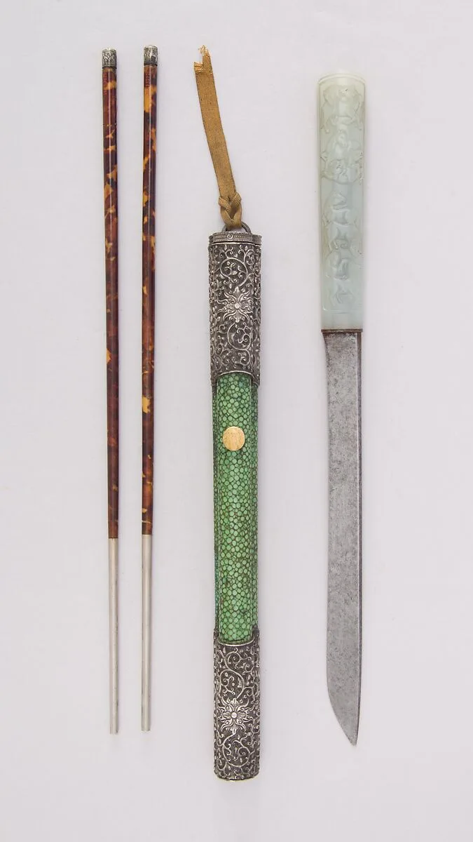 Knife with Sheath, Chopsticks, Picks, and Earspoon — Unknown