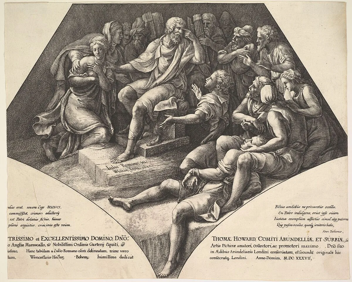 Zaleucus (Seleucus) and his son — Giulio Romano|Wenceslaus Hollar|Thomas Howard, 14th Earl of Arundel