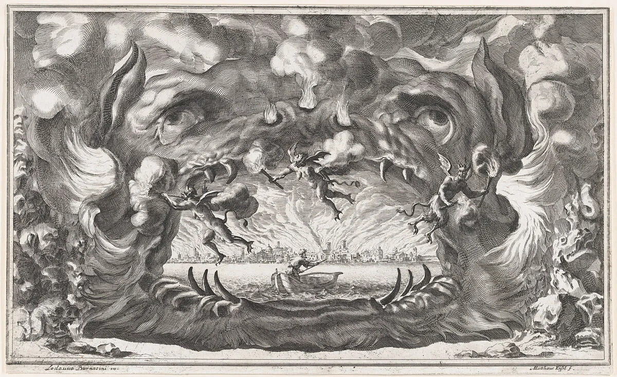 The hellmouth, set design from 'Il Pomo D'Oro' — Mathäus Küsel|Ludovico Ottaviano Burnacini