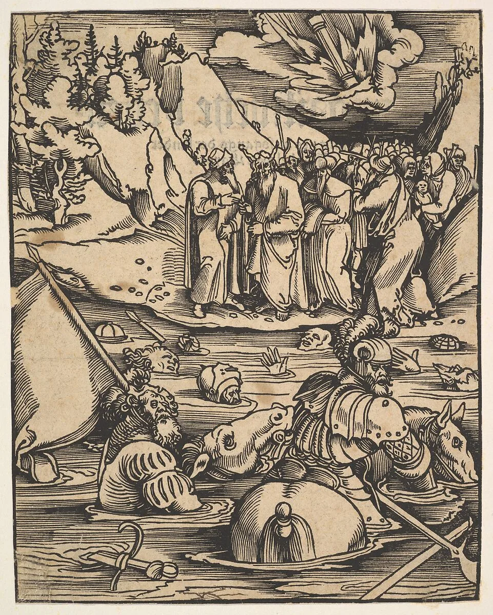 The Egyptians Crossing the Red Sea, from Das Buch Granatapfel — Johann Knobloch the Elder|Johann Geiler von Kaisersberg|Hans Baldung (called Hans Baldung Grien)