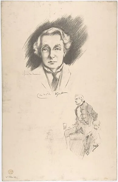 Portrait Head of the actor Sir Charles Wyndham, also shown full-length in costume — Charles A. Buchel|John Hassall|Sir Charles Wyndham