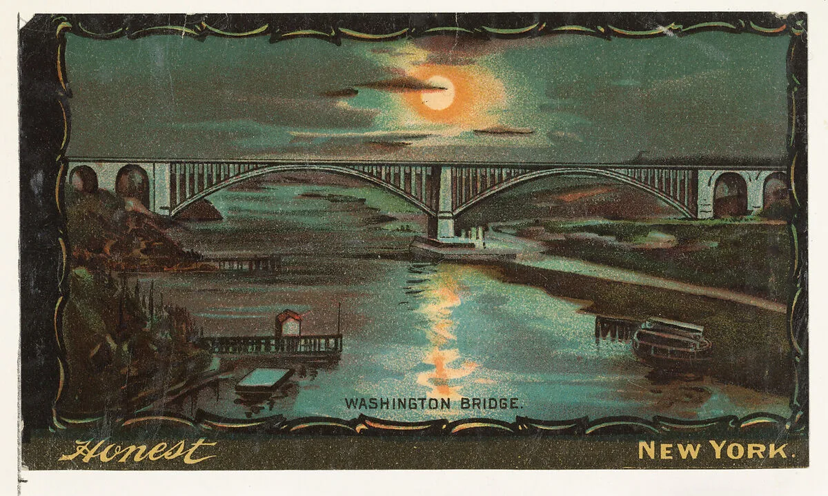 Washington Bridge, from the Transparencies series (N137) issued by W. Duke, Sons & Co. to promote Honest Long Cut Tobacco — W. Duke, Sons & Co.