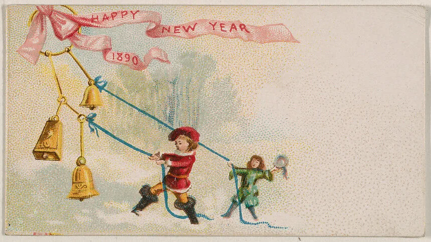 Happy New Year 1890, from the New Years 1890 series (N227) issued by Kinney Bros. — Kinney Brothers Tobacco Company