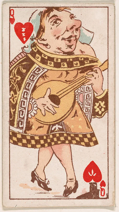 Queen of Hearts, from Harlequin Cards, 2nd Series (N220) issued by Kinney Bros. — Kinney Brothers Tobacco Company