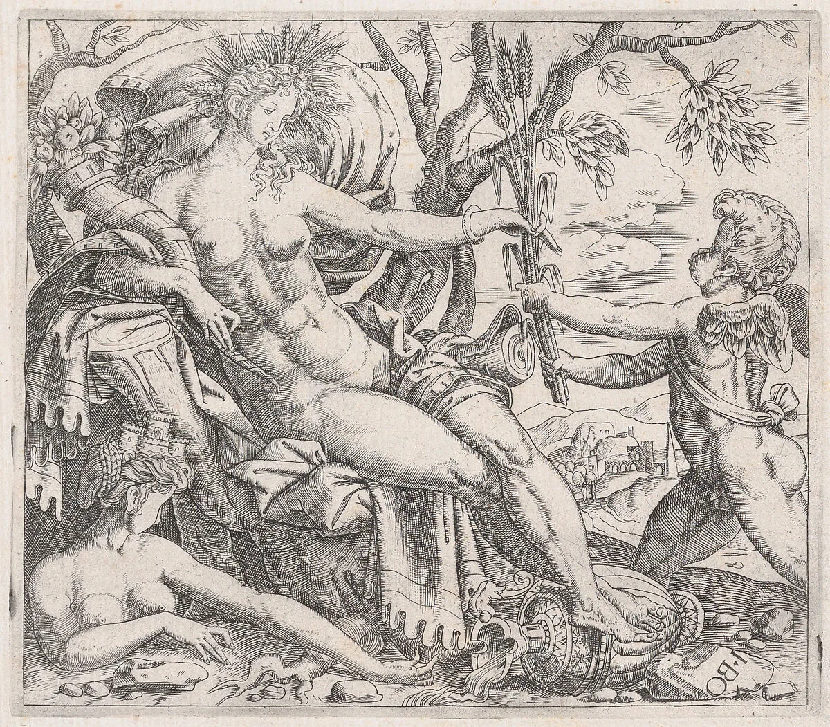Speculum Romanae Magnificentiae: A Putto Presenting Grain to Ceres — Giulio Bonasone|Anonymous