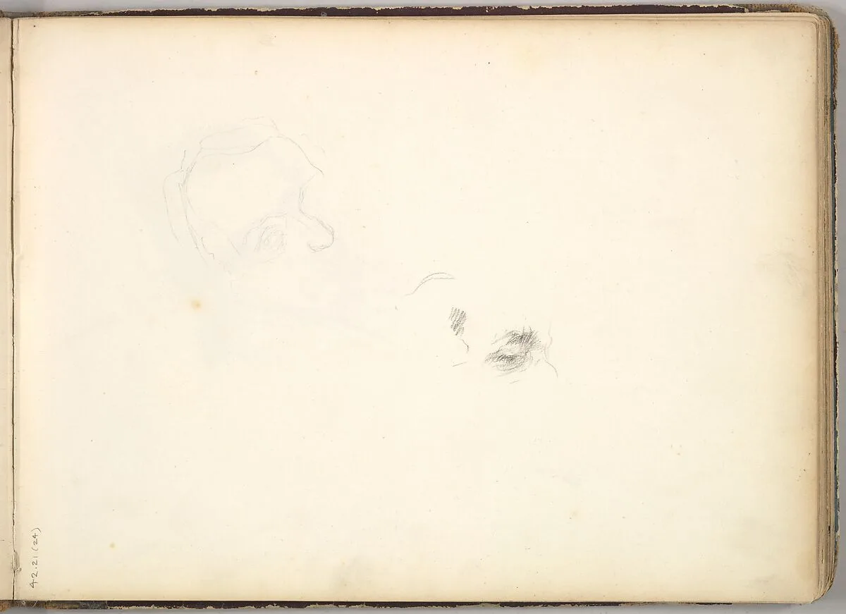 Preliminary Studies for Portrait of William Makepeace Thackeray (in Sketch Book With Drawings on Twenty-six Leaves) — Frederic, Lord Leighton