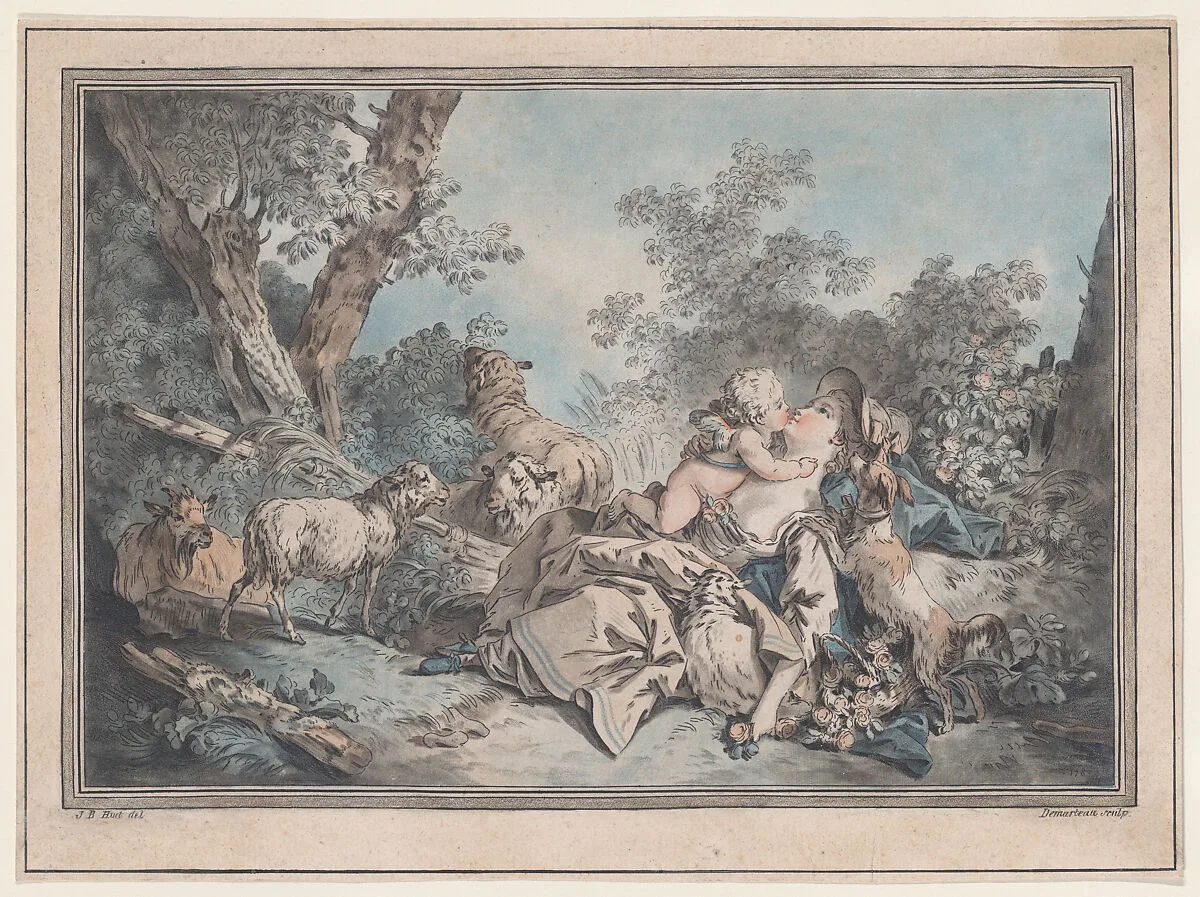 Shepherdess — Gilles-Antoine Demarteau|Jean-Baptiste Huet I