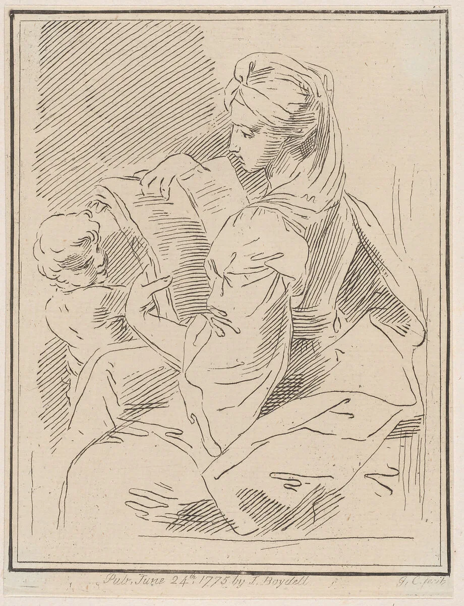 Sybil (?) holding a book with a child at left — Giuseppe Canale|John Boydell