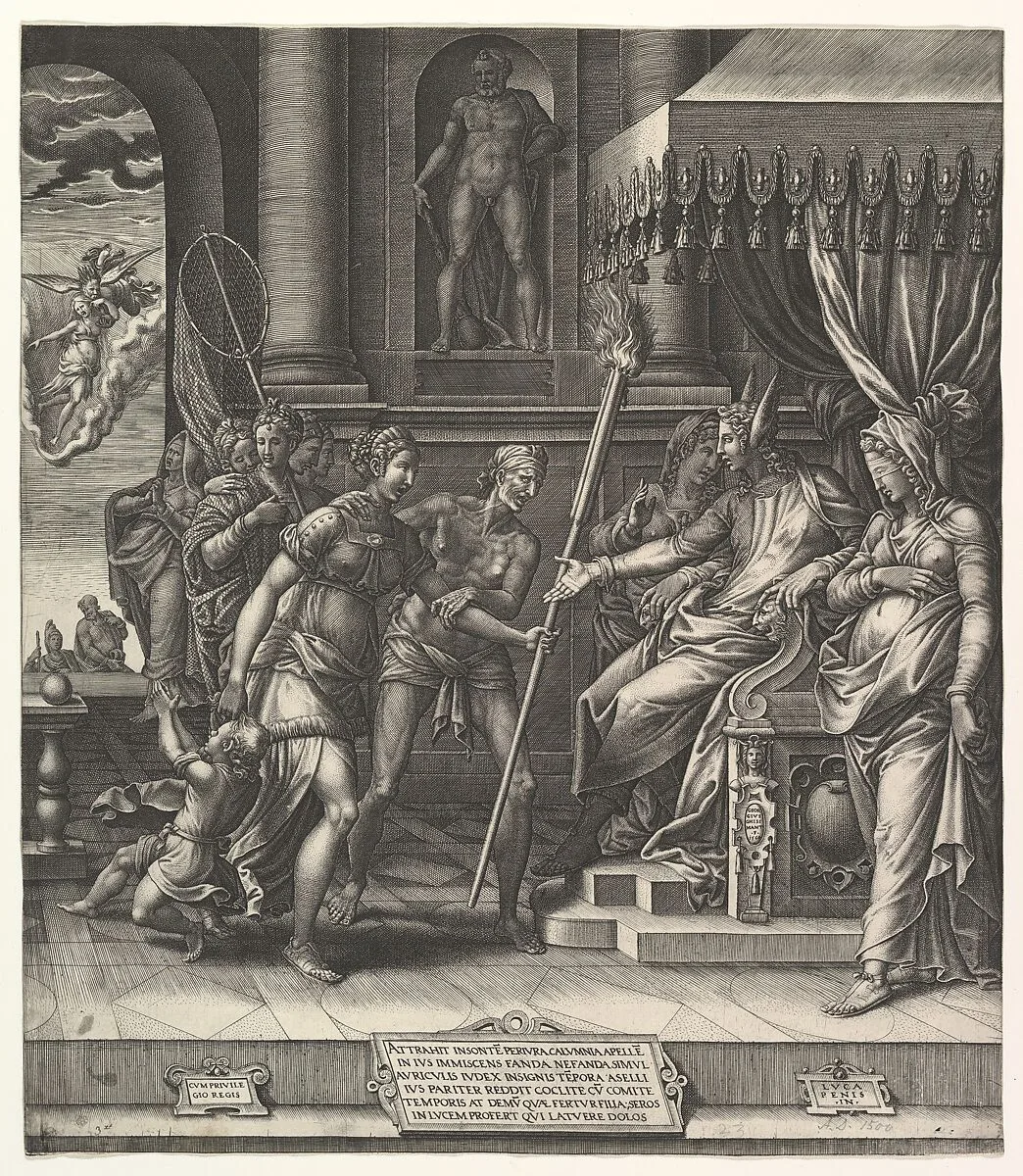 The Calumny of Apelles — Giorgio Ghisi|Luca Penni